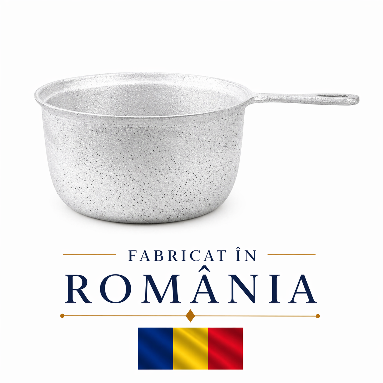 Ceaun cu coada din aluminiu alimentar, capacitate 2L, fund drept