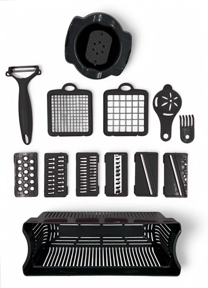 Razatoare multifunctionala legume si fructe 15 in 1, lame inox Zâna Casei