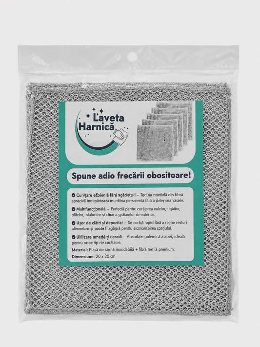 Set de 10 lavete multifuncționale pentru curățenie, 20 x 20 cm, microfibră metalică fără zgâriere