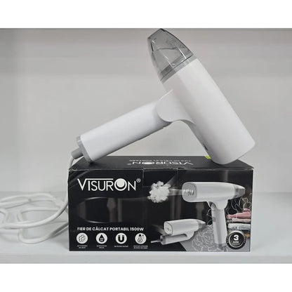 Fier de Călcat cu Abur Portabil VISURON 1500W, Încălzire Rapidă 30s, Pliabil, Compact – Ideal pentru Acasă și Călătorii
