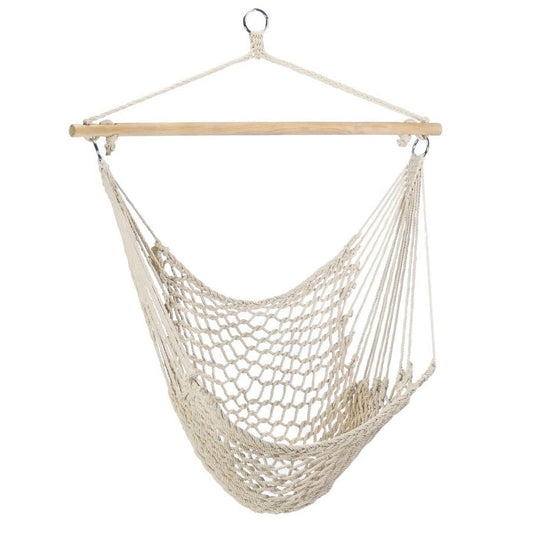 Scaun Hamac Suspendat cu Bară din Lemn, 110 kg, Stil Boho – Pentru Interior și Exterior